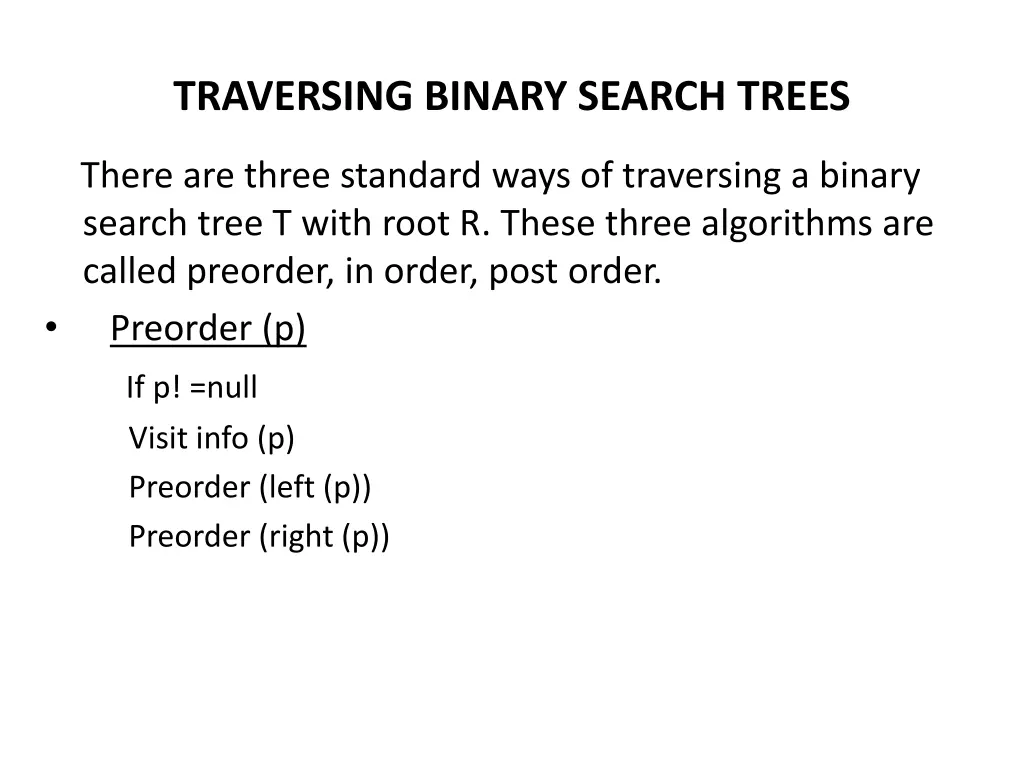 traversing binary search trees