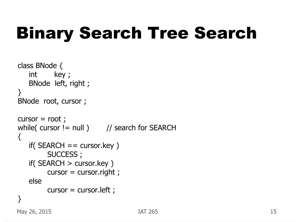 binary search tree search