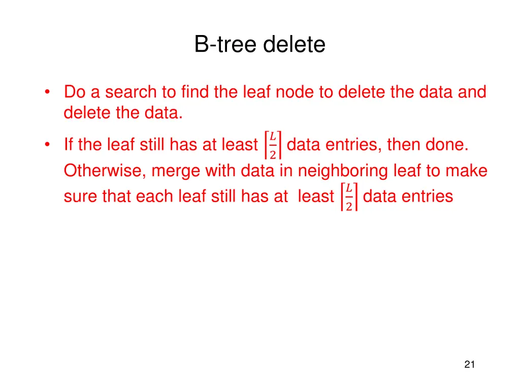 b tree delete