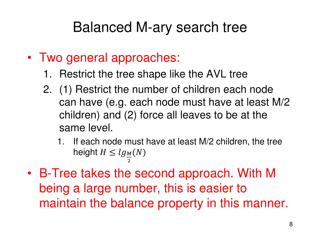 balanced m ary search tree