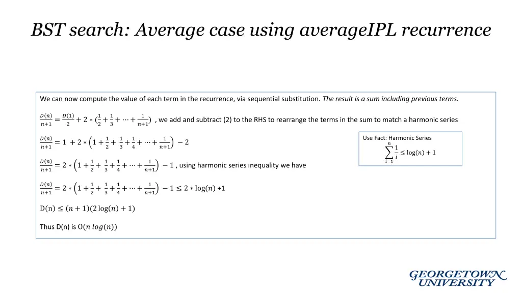 bst search average case using averageipl