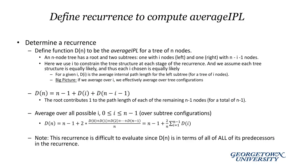 define recurrence to compute averageipl