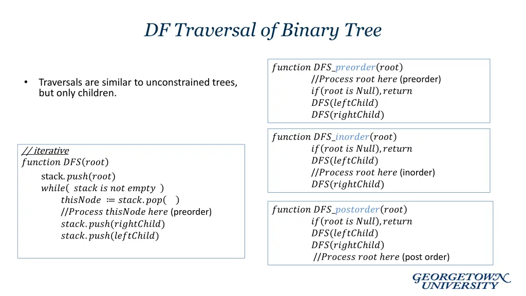 df traversal of binary tree