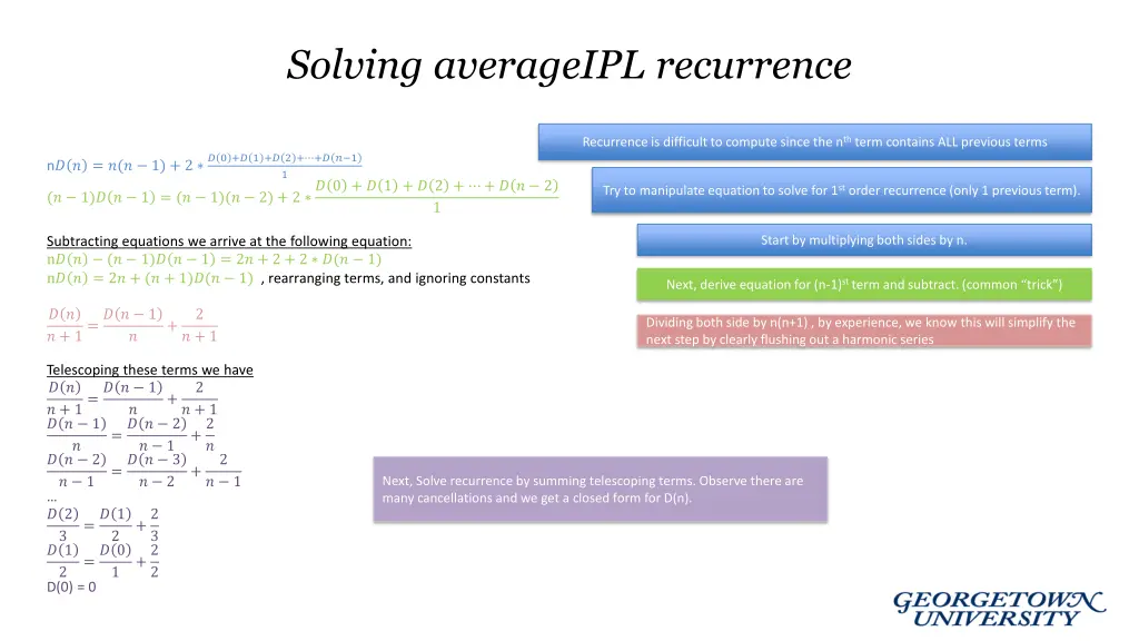 solving averageipl recurrence
