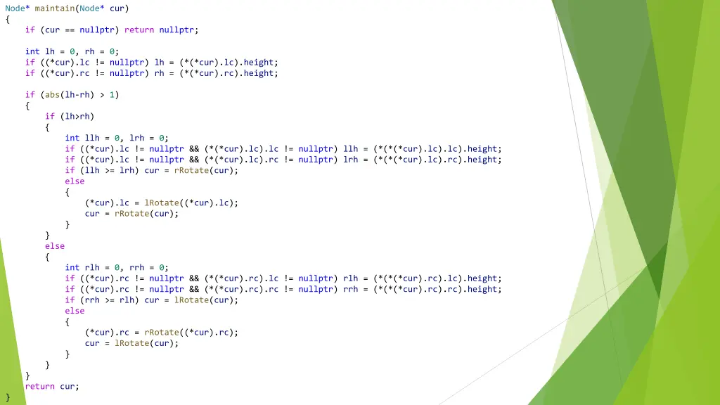 node maintain node cur if cur nullptr return