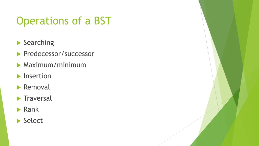 operations of a bst