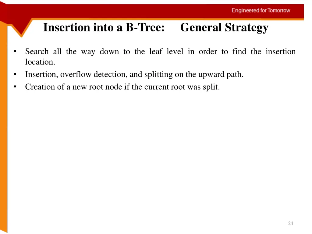 insertion into a b tree general strategy