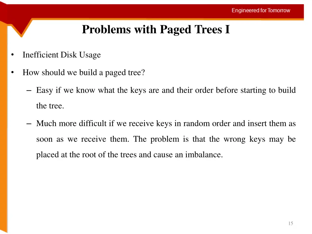 problems with paged trees i