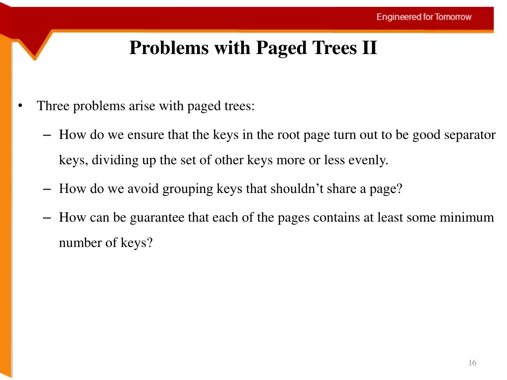 problems with paged trees ii
