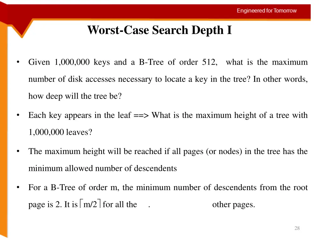 worst case search depth i