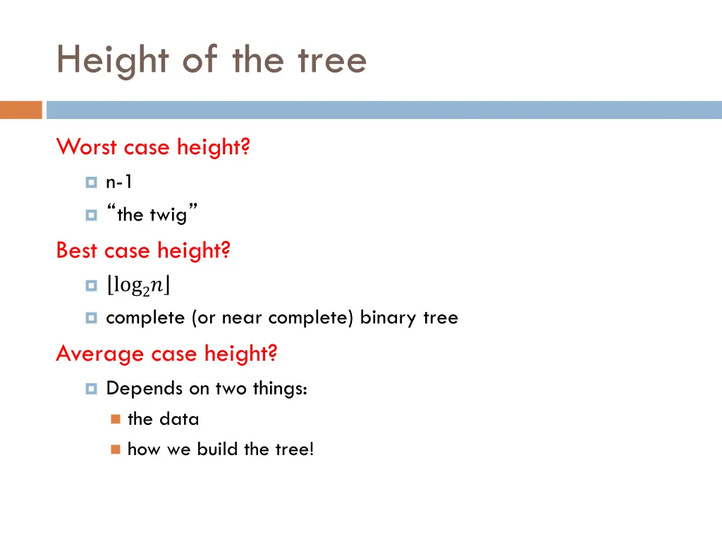 height of the tree