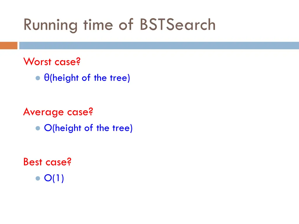 running time of bstsearch