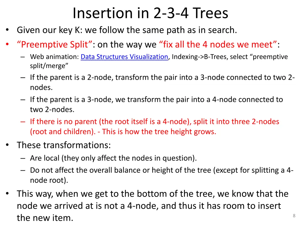 insertion in 2 3 4 trees given