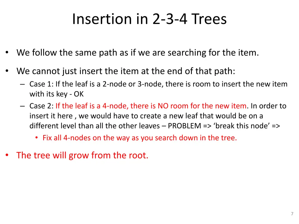 insertion in 2 3 4 trees