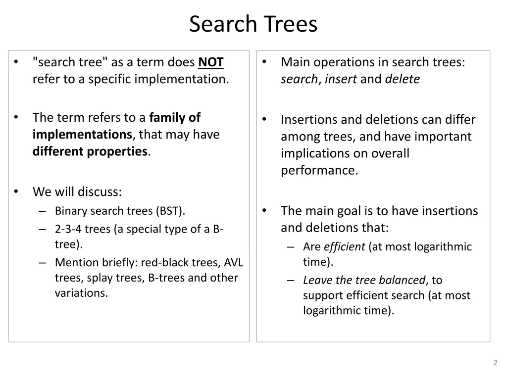 search trees