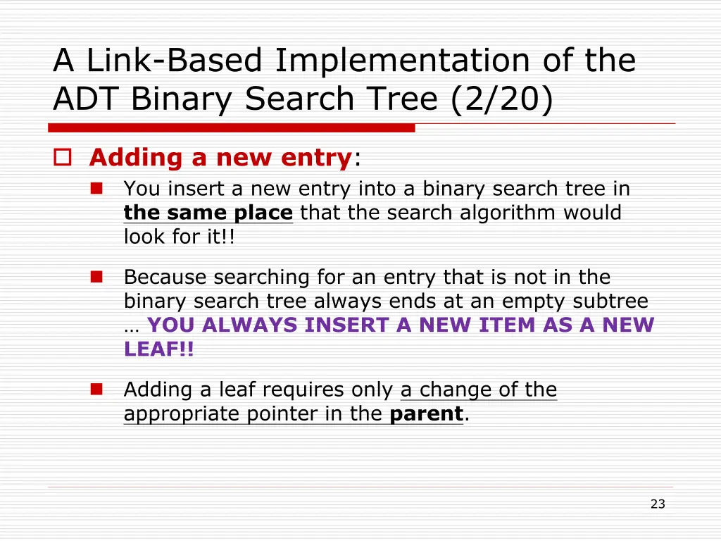 a link based implementation of the adt binary 14