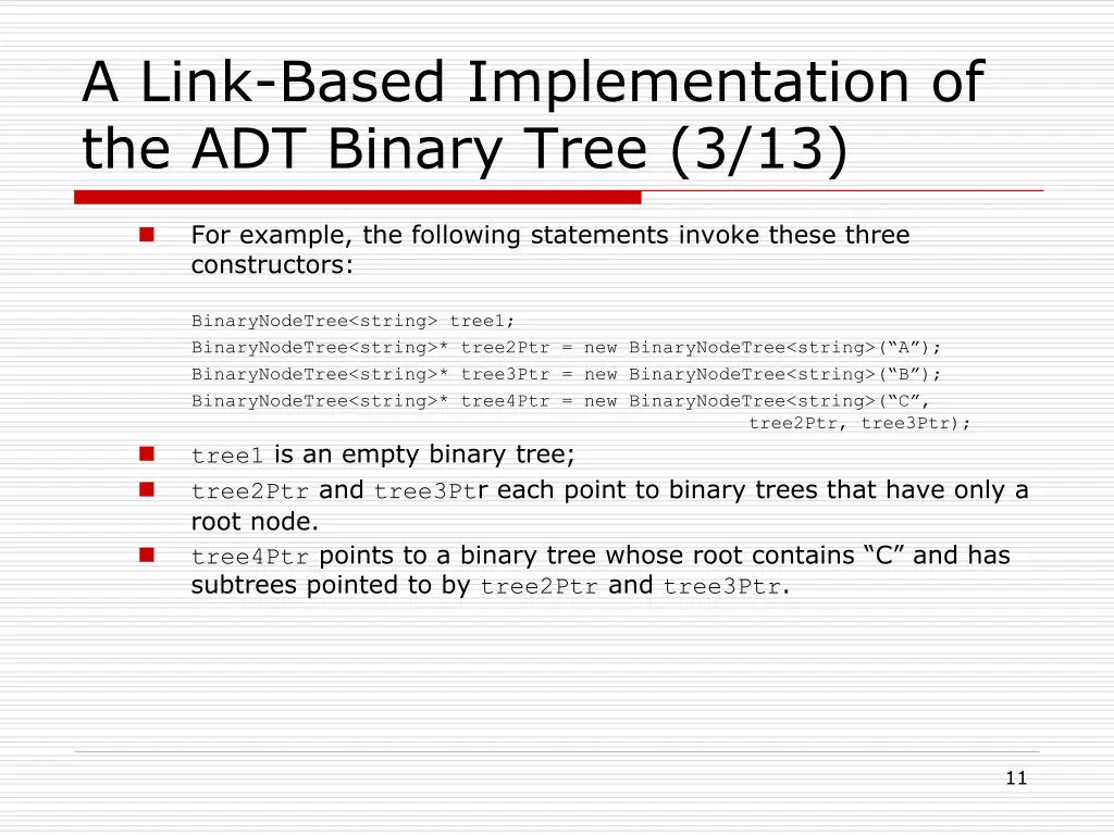 a link based implementation of the adt binary 2