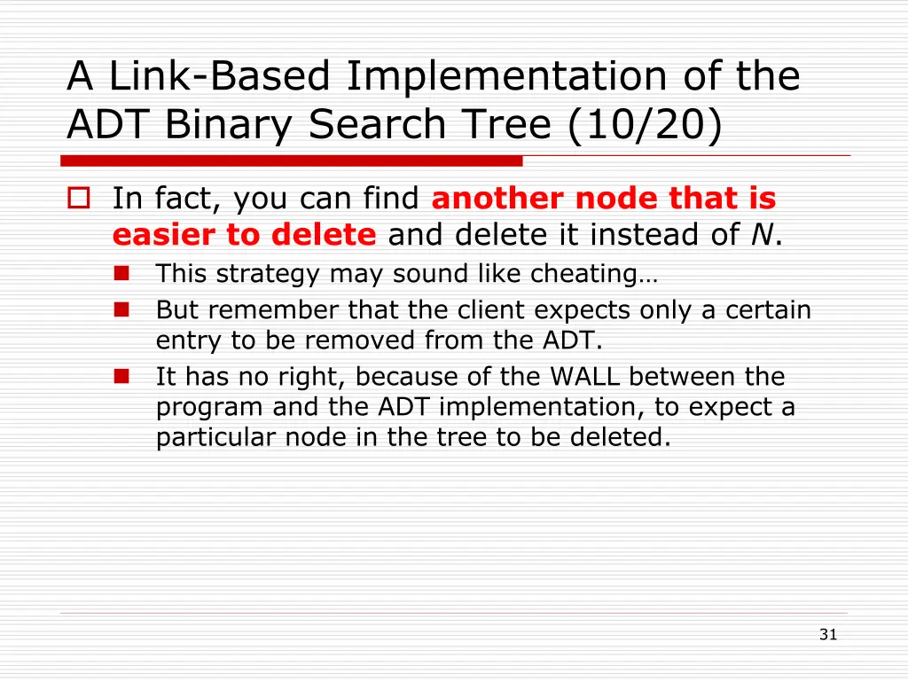 a link based implementation of the adt binary 22