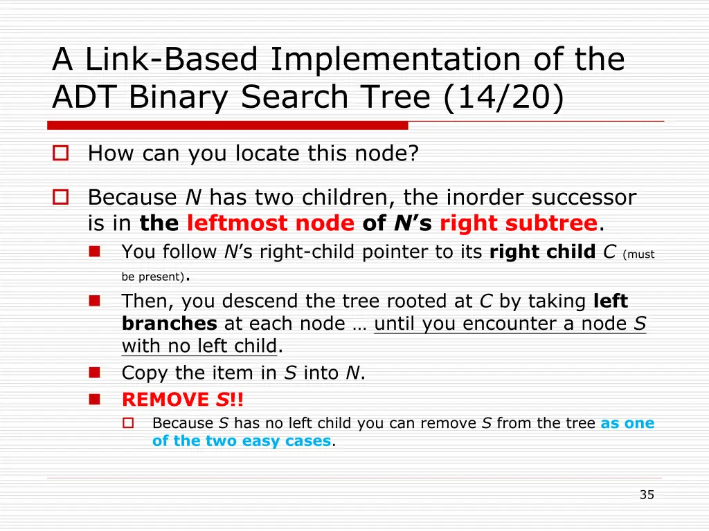 a link based implementation of the adt binary 26