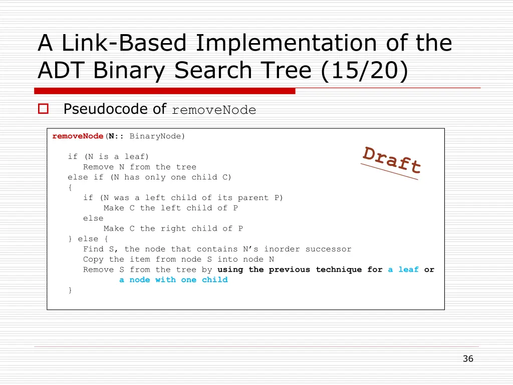 a link based implementation of the adt binary 27
