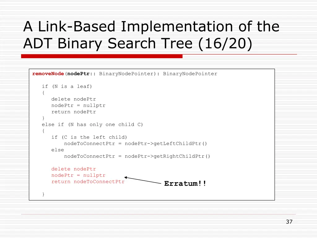 a link based implementation of the adt binary 28