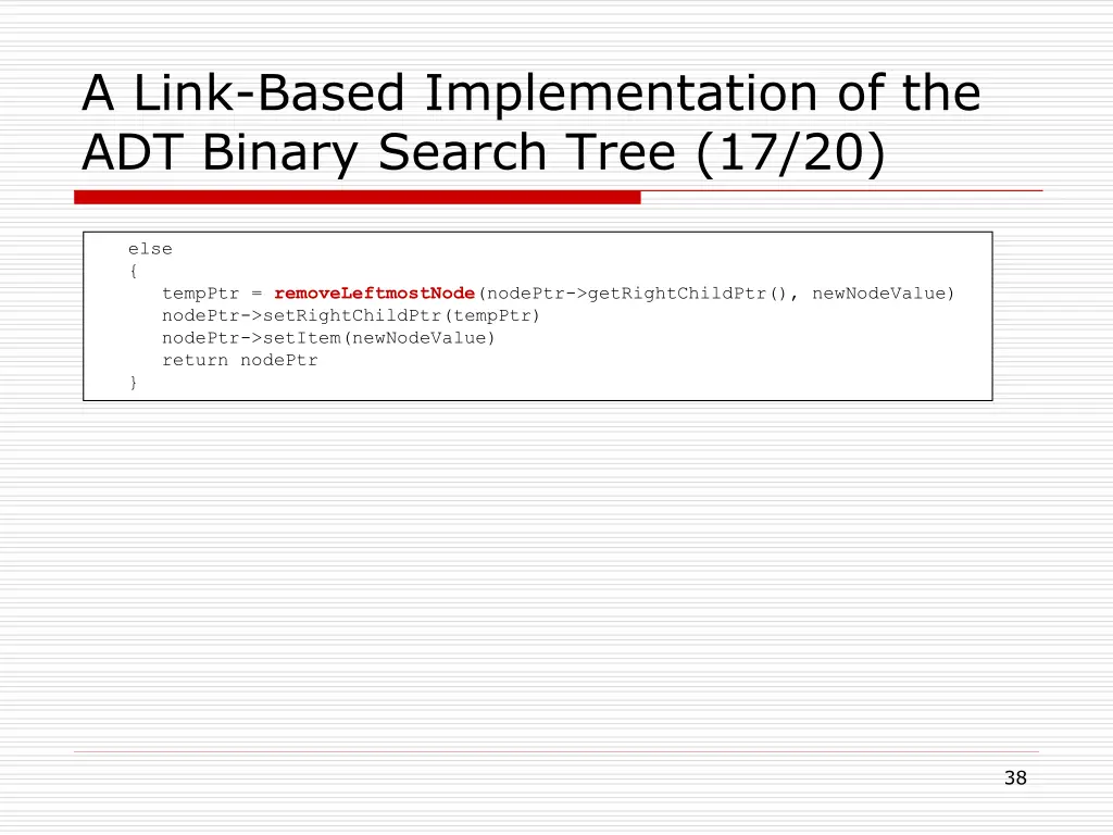 a link based implementation of the adt binary 29