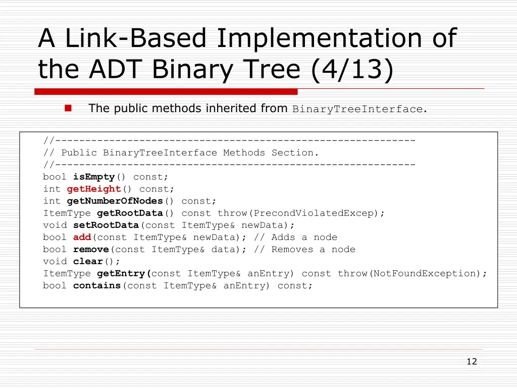 a link based implementation of the adt binary 3