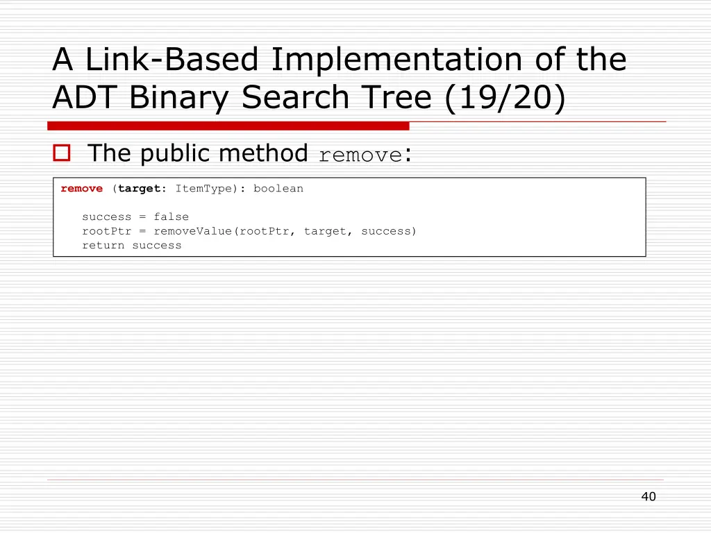 a link based implementation of the adt binary 31