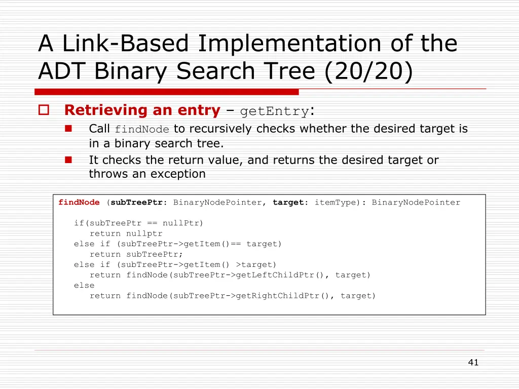a link based implementation of the adt binary 32