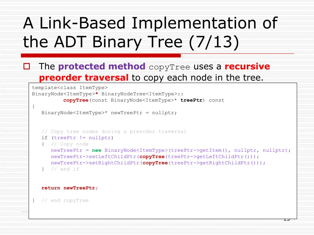 a link based implementation of the adt binary 6
