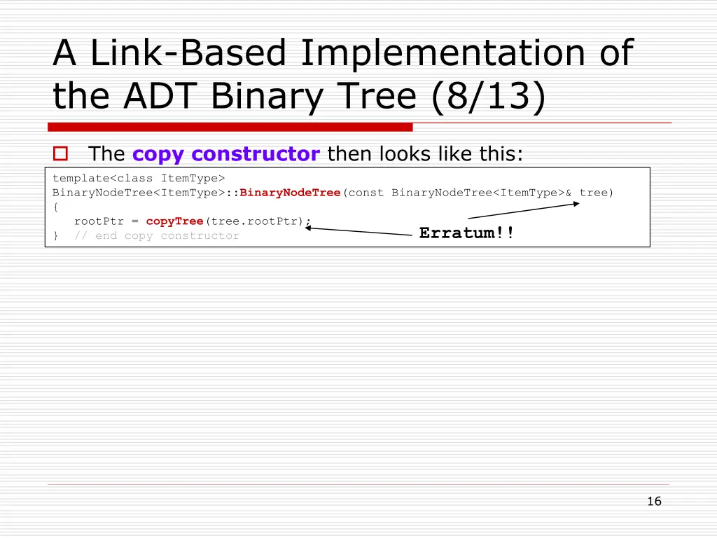a link based implementation of the adt binary 7