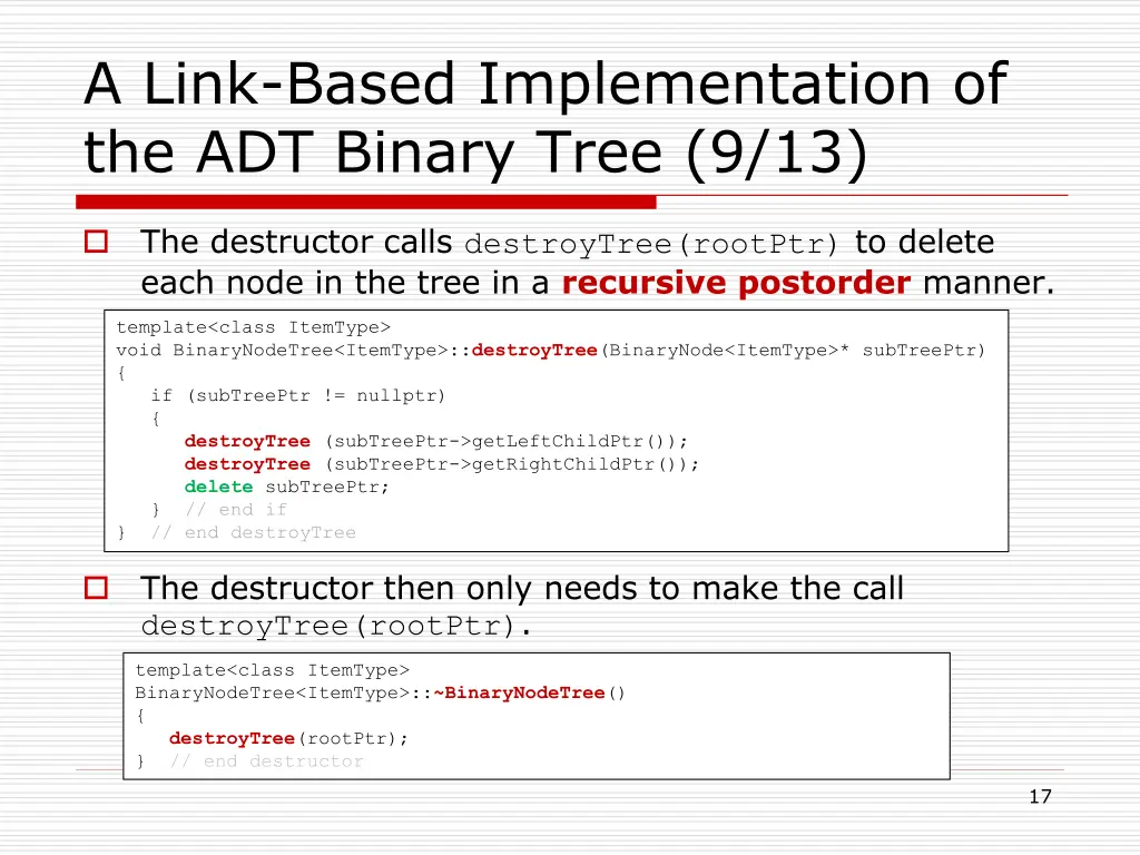 a link based implementation of the adt binary 8