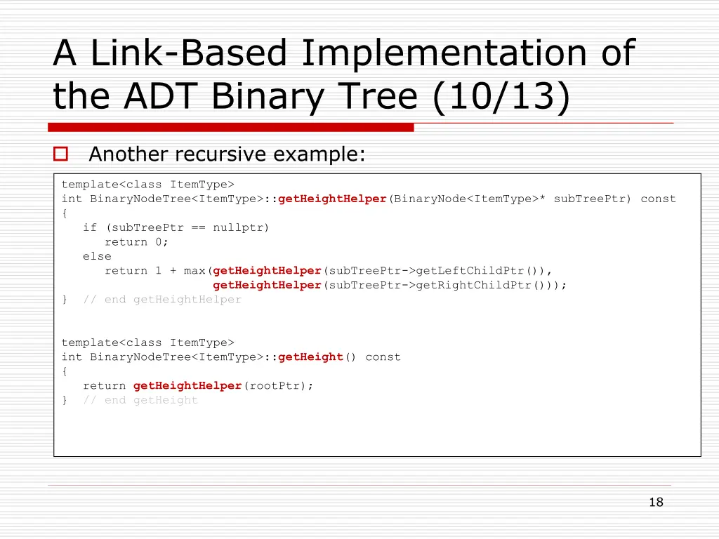 a link based implementation of the adt binary 9
