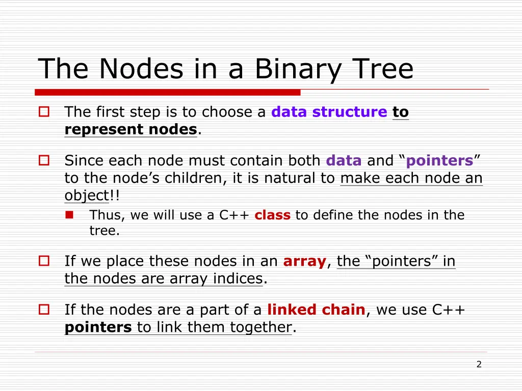 the nodes in a binary tree