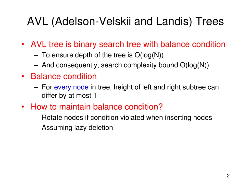 avl adelson velskii and landis trees