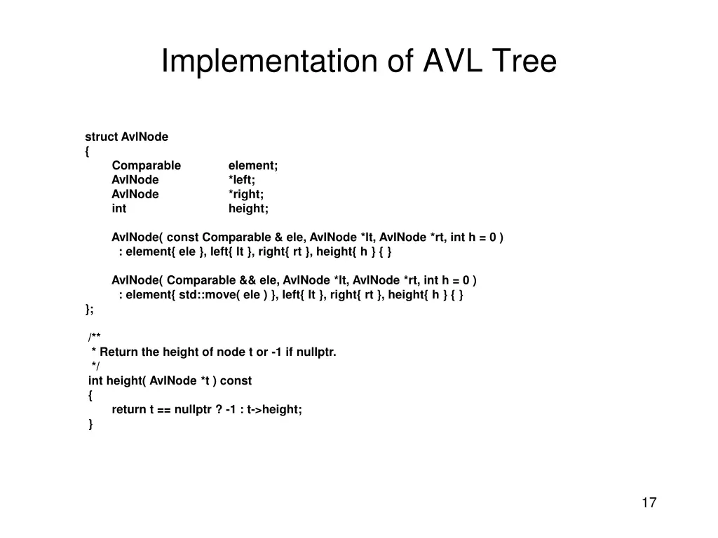 implementation of avl tree
