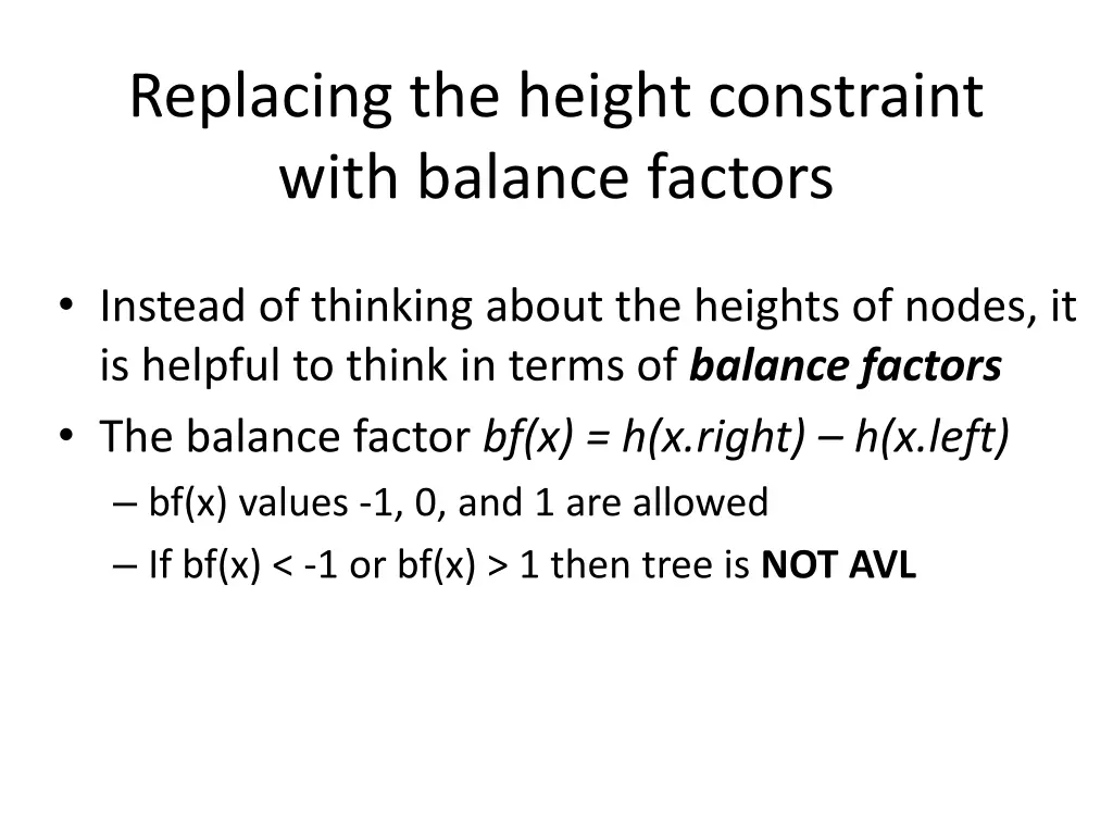 replacing the height constraint with balance