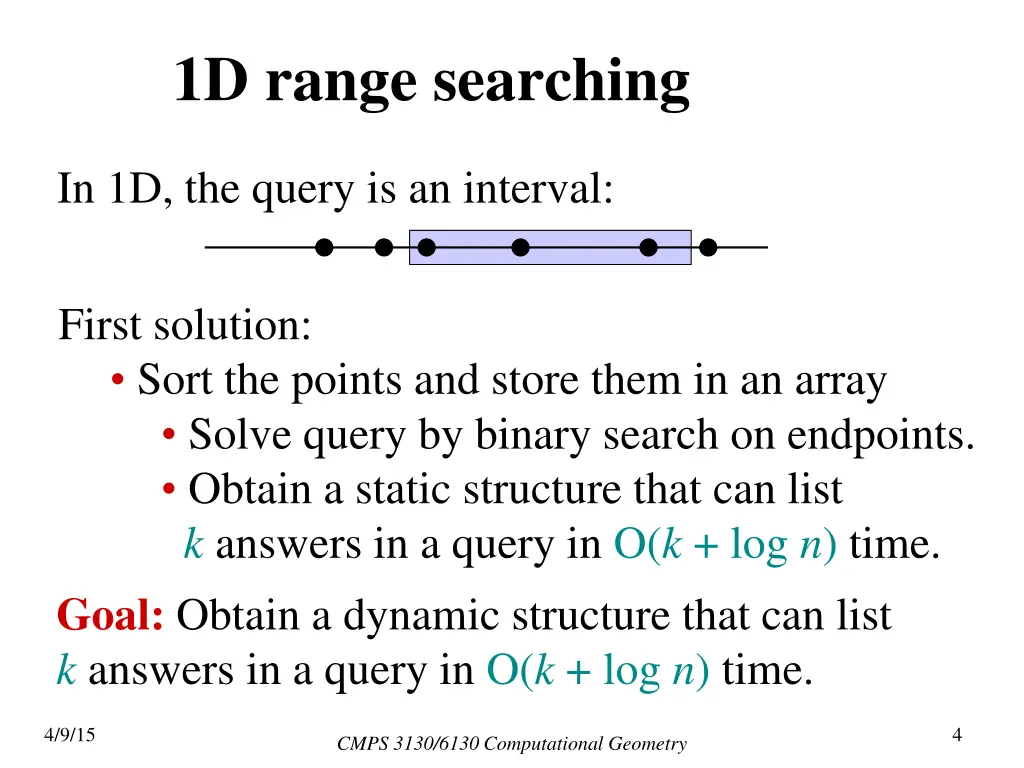 1d range searching