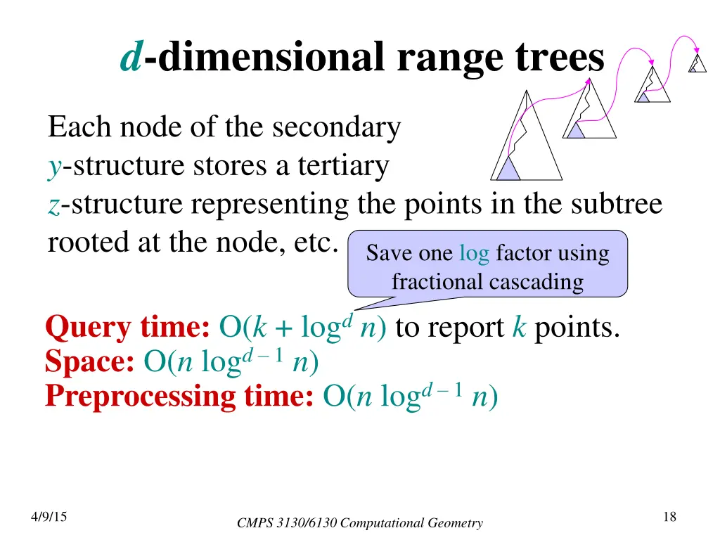 d dimensional range trees