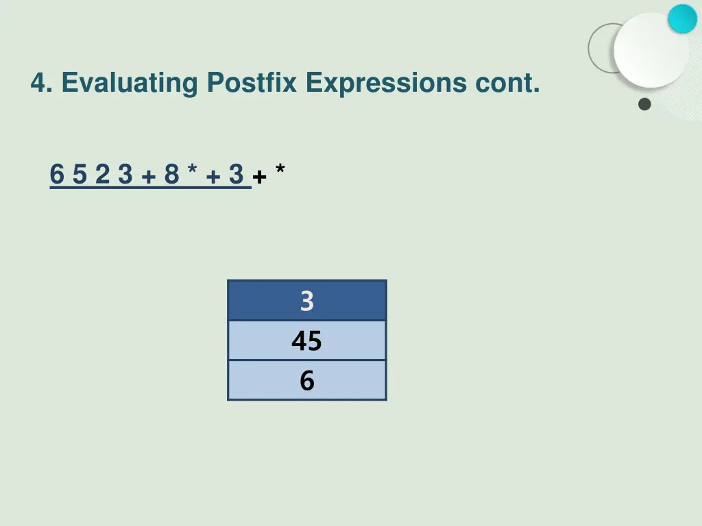 4 evaluating postfix expressions cont 5