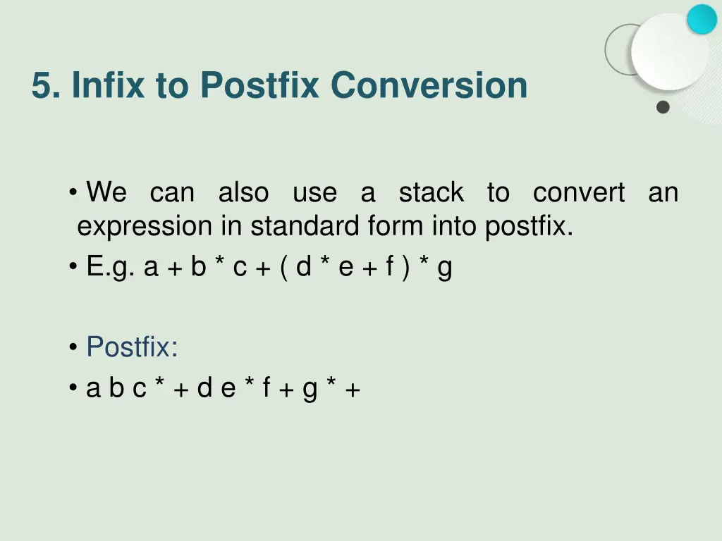 5 infix to postfix conversion