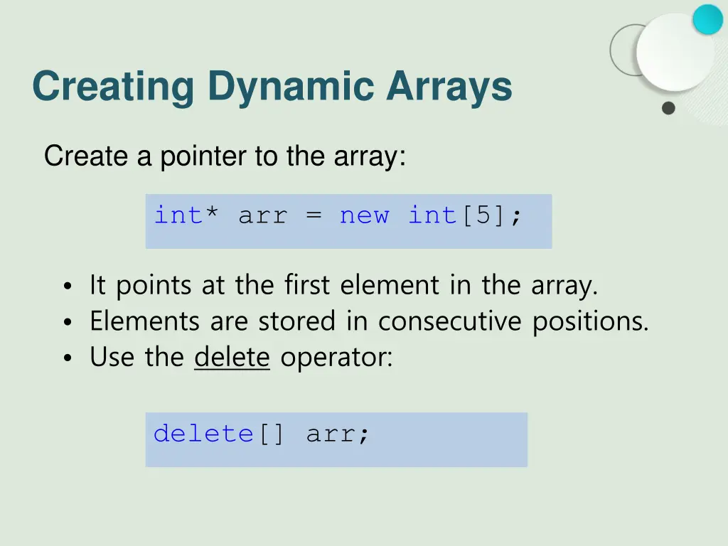 creating dynamic arrays