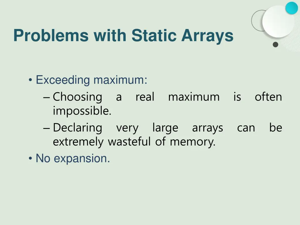 problems with static arrays
