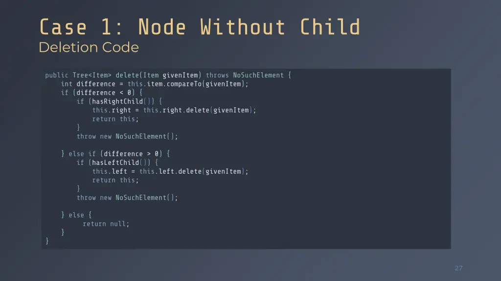 case 1 node without child deletion code