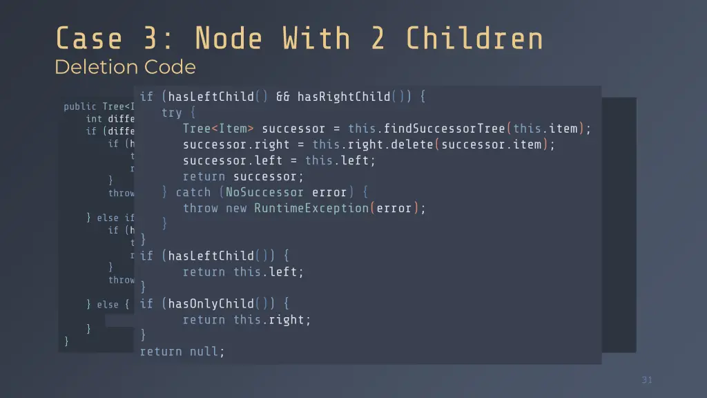 case 3 node with 2 children deletion code