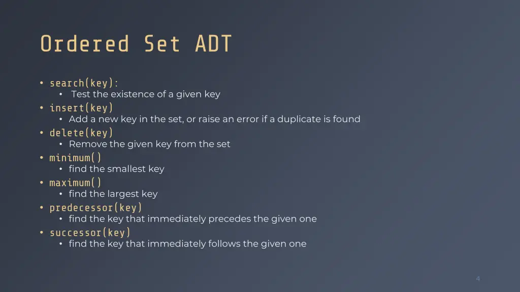 ordered set adt