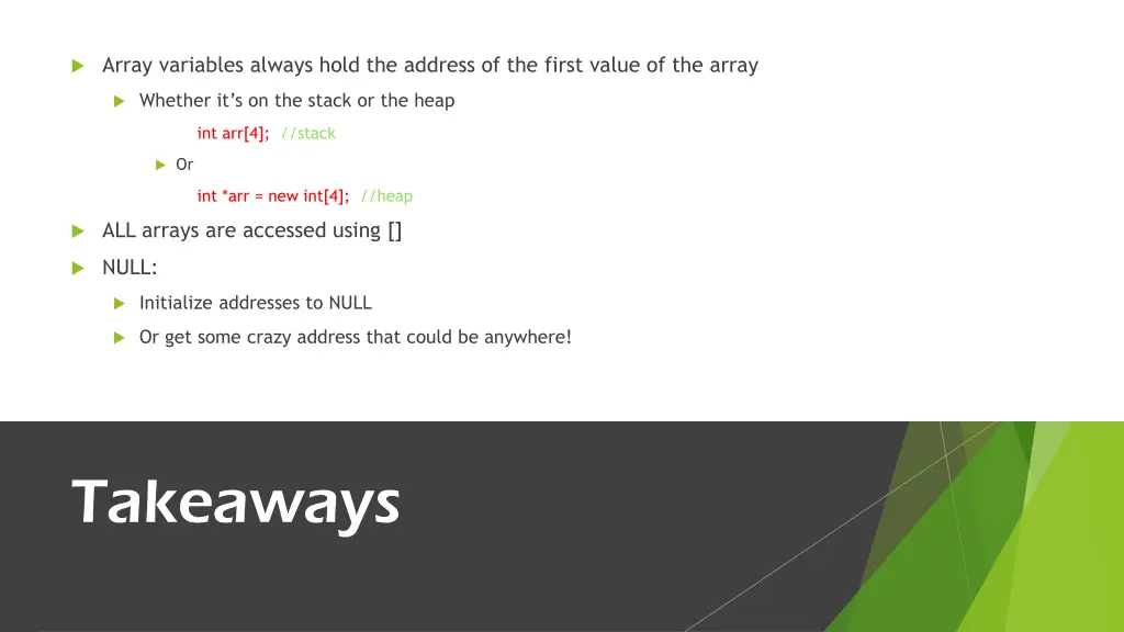 array variables always hold the address