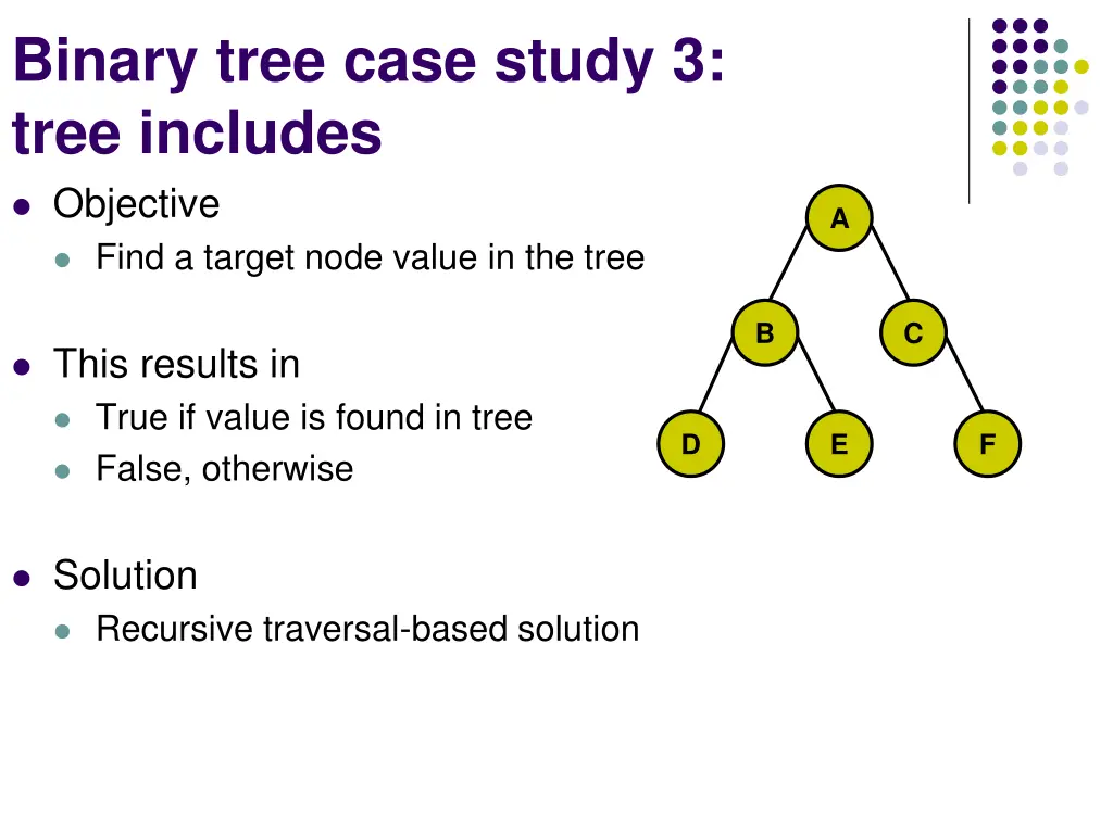 binary tree case study 3 tree includes objective