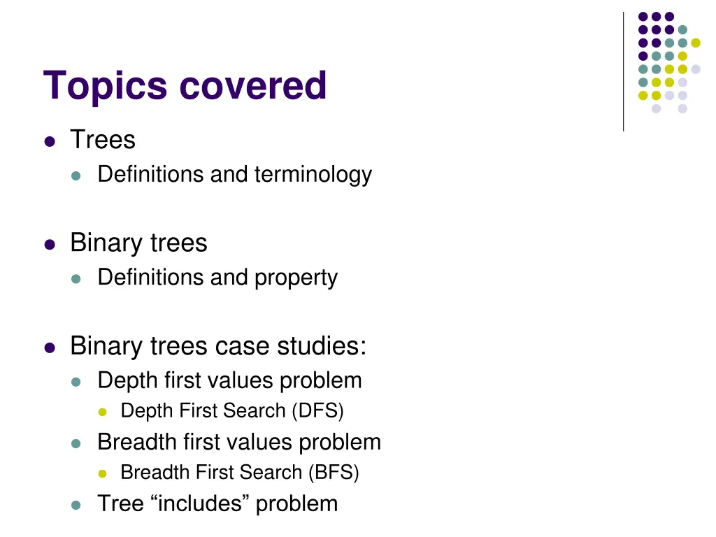 topics covered