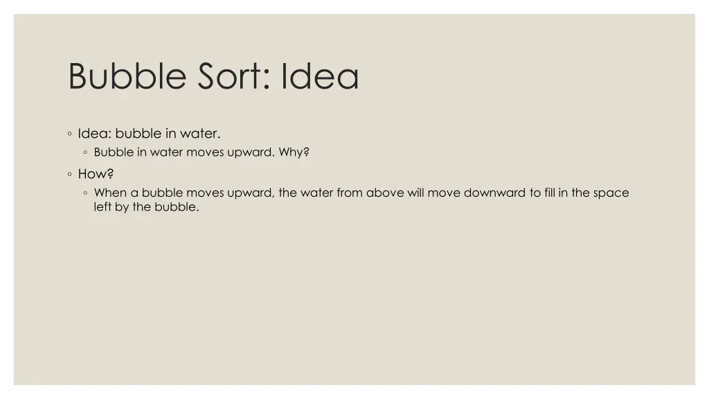bubble sort idea